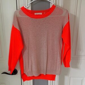 Rebecca Taylor Women's Vibrant Red and Beige Sweater